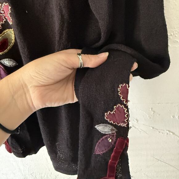 J Jill Sweater Y2k Whimsigoth Medium Petite Floral Embroidered Button‎ Cardigan - Picture 5 of 9